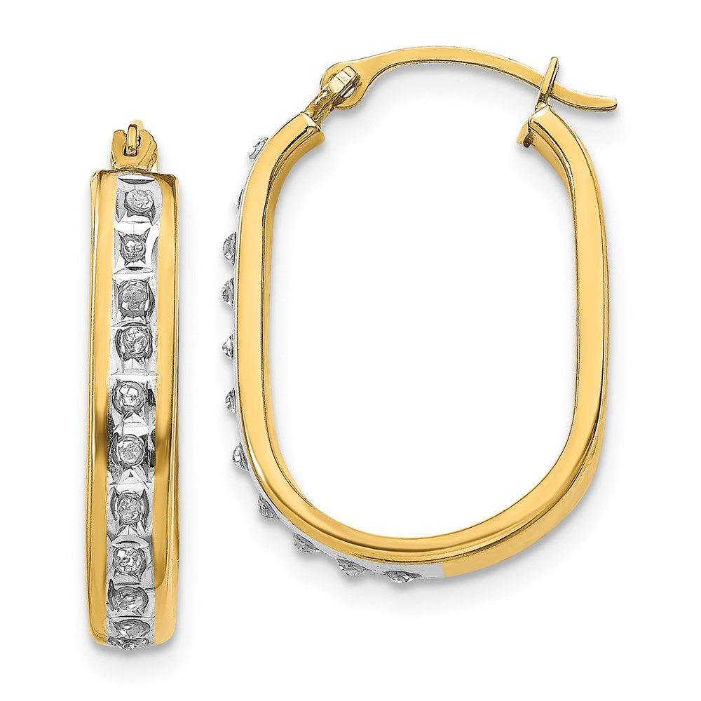 14k Diamond Fascination Squared Hinged Hoop Earrings