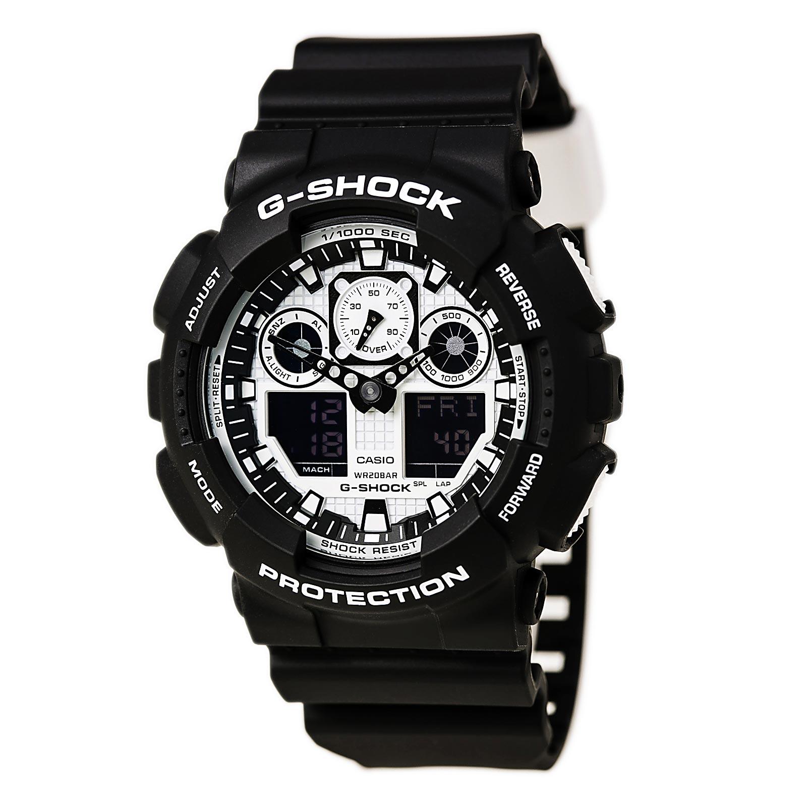 Casio GA100BW-1A Men's G-Shock World Time Black Resin Watch