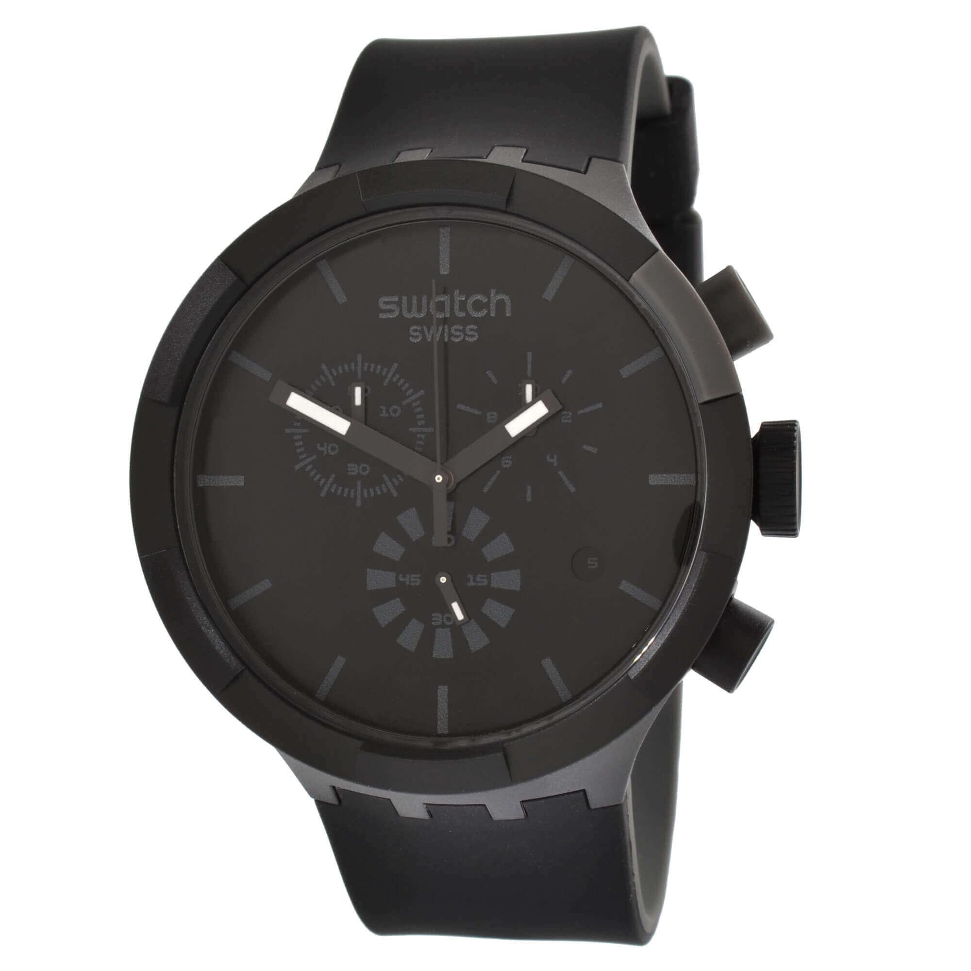 Swatch Unisex Watch - Big Bold Chrono Checkpoint Black Silicone Strap |  SB02B400