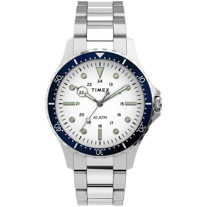 Timex Men's Navi XL Quartz White Dial Stainless Steel Bracelet Watch