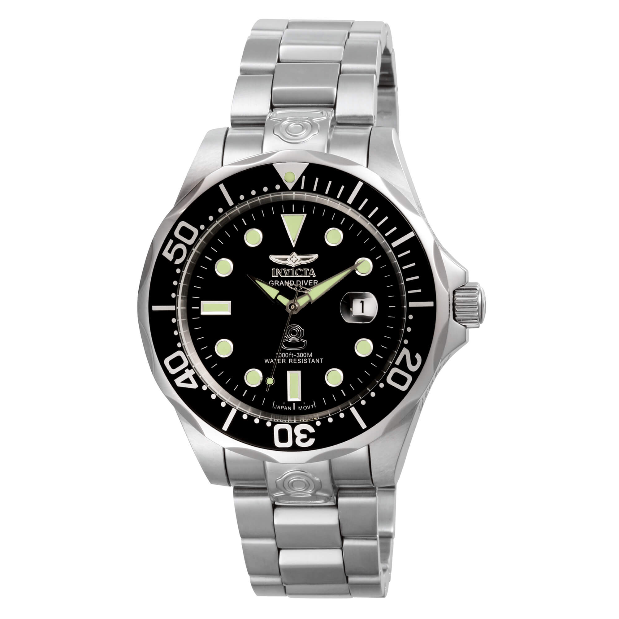 Invicta 3044 Men's Stainless Steel Bracelet Automatic Grand Diver Black Watch