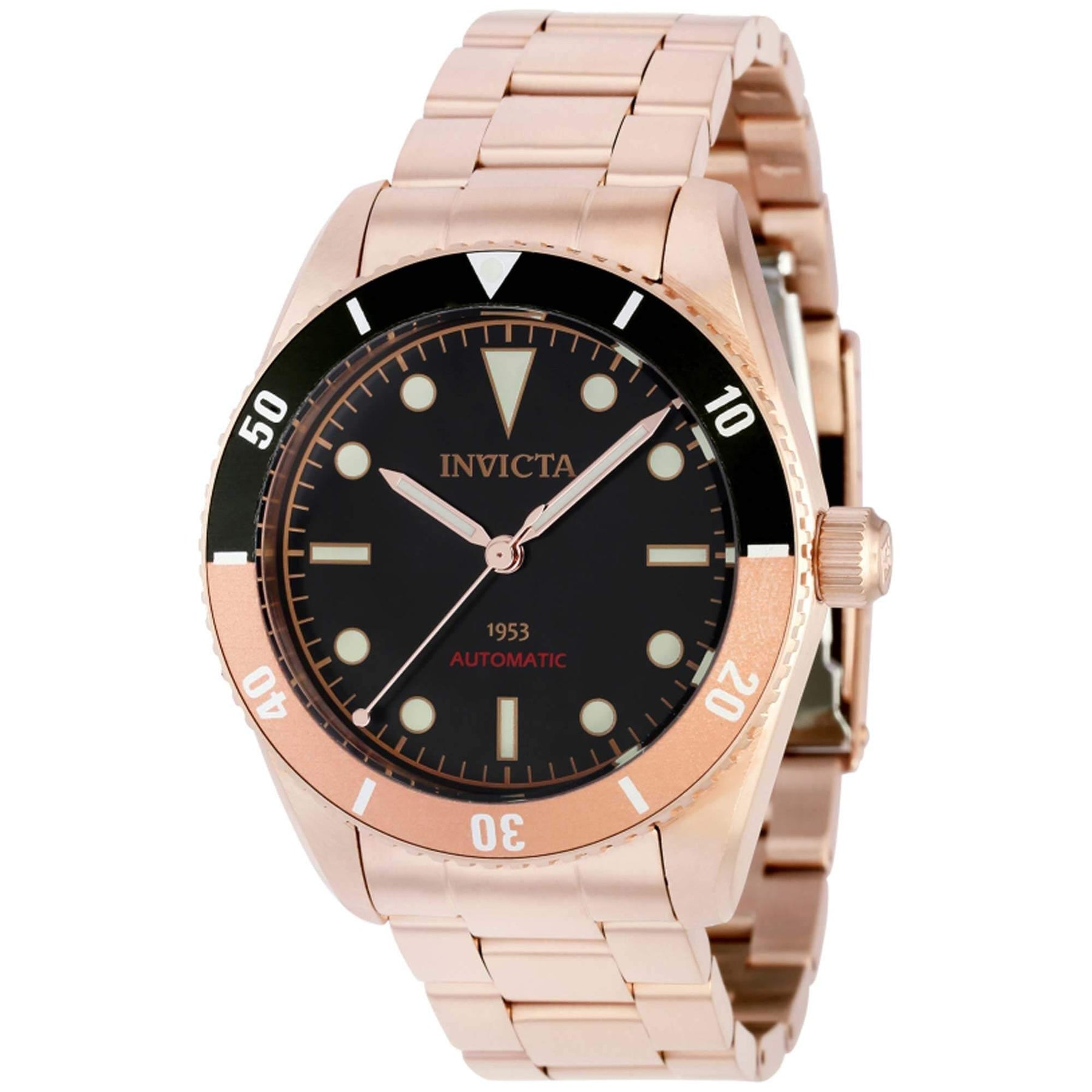 Invicta Men s Automatic Watch Pro Diver Rose Gold Case Black Dial Br