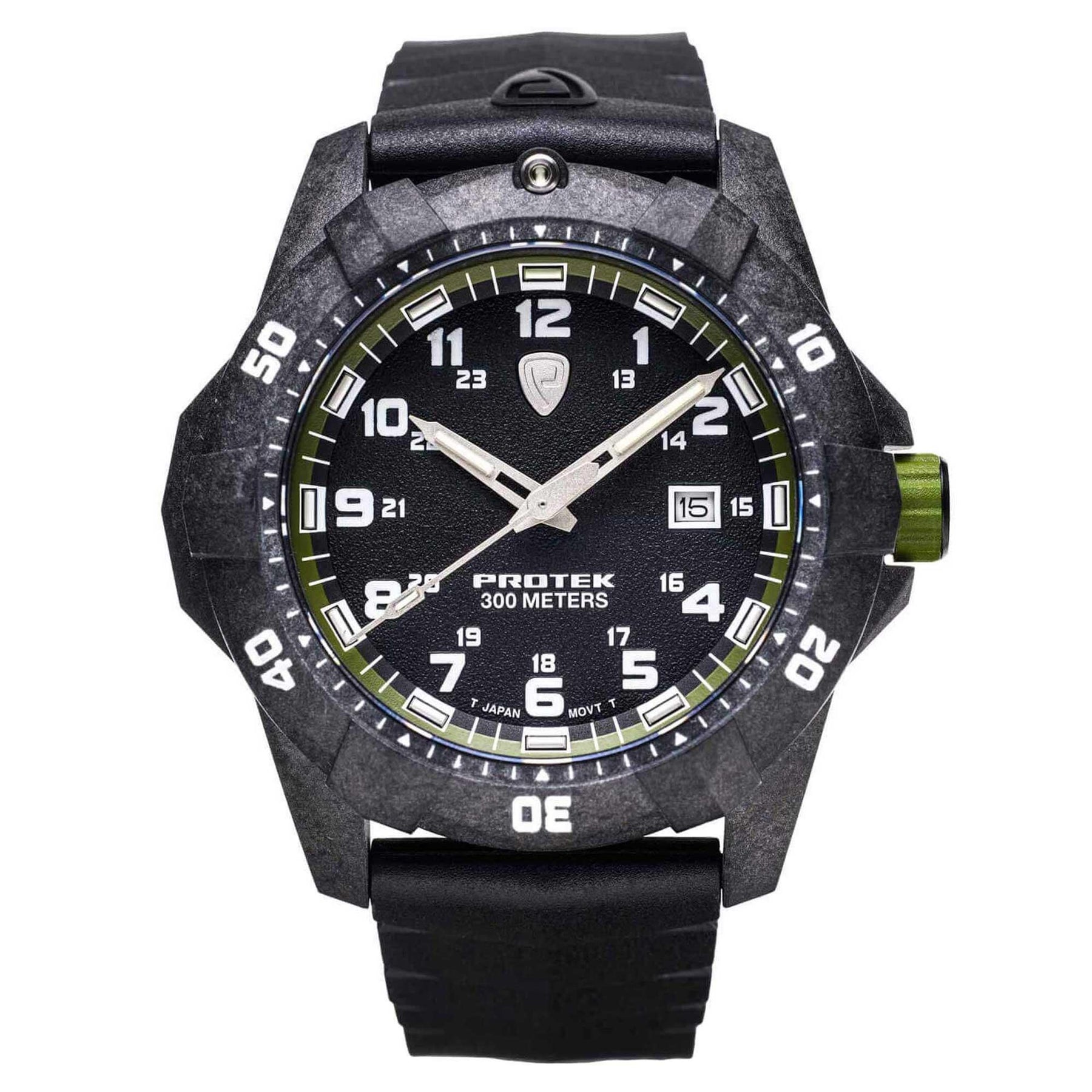 Protek Unisex Quartz Watch Dive Series Green and Black Dial Rubber S