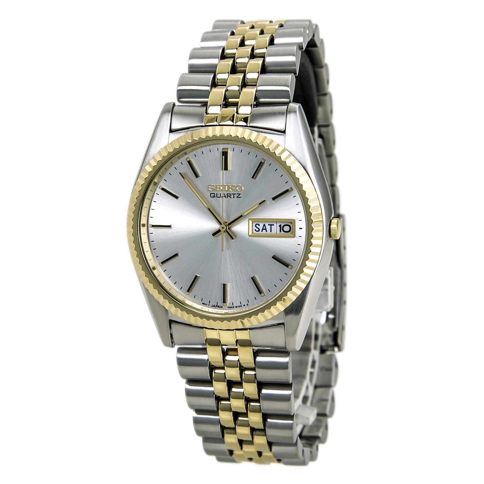 Seiko SGF204 Men s Day Date Quartz Dress Two Tone Watch